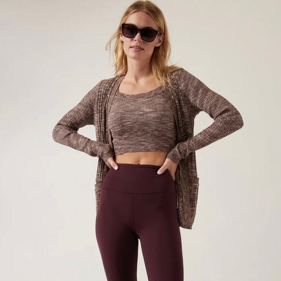 Athleta Revolve Cardigan Sweater Stretch Ribbed Button Down V-Neck Small EUC - Picture 5 of 13